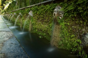 l'acqua dell'Aniene sgorga dalle cento fontane di Villa d'Este a Tivoli